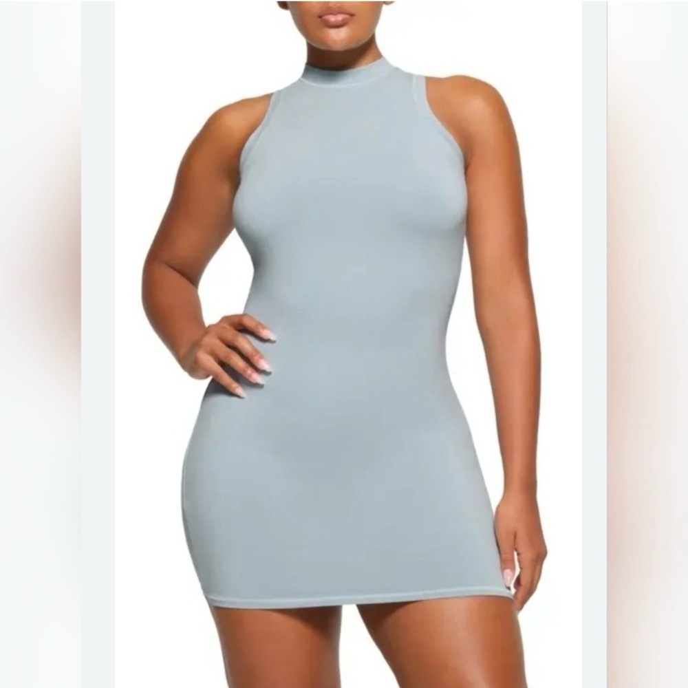 SKIMS NWT COTTON STRETCH MOCK NECK TANK DRESS SZ XL